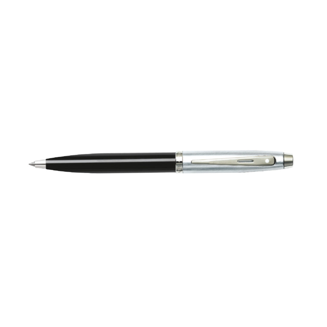 Sheaffer 100 E9313 Glossy Black Barrel Brushed Chrome Cap Ballpoint Pen (WW30) — Sheaffer ballpoint pen — reliable smooth-writing everyday pen, at Cityluxe Singapore