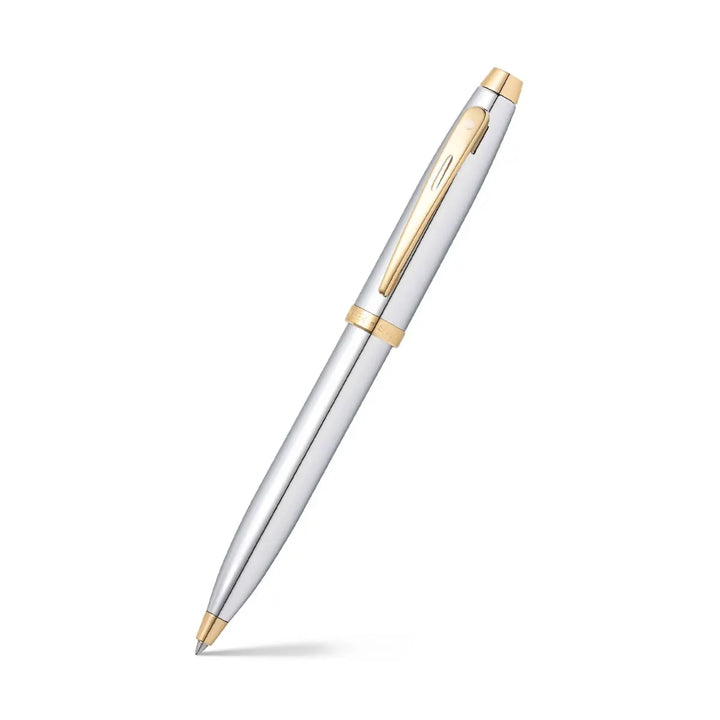 Sheaffer 100 E9340 Bright Chrome With Gold Trims Ballpoint Pen (WW30) — Sheaffer ballpoint pen — reliable smooth-writing everyday pen, at Cityluxe Singapore