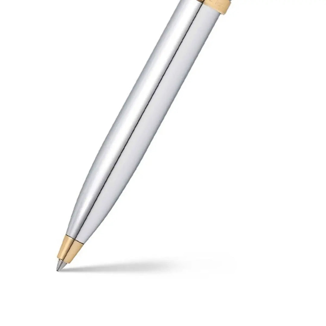 Sheaffer 100 E9340 Bright Chrome With Gold Trims Ballpoint Pen (WW30) — Sheaffer ballpoint pen — reliable smooth-writing everyday pen, at Cityluxe Singapore