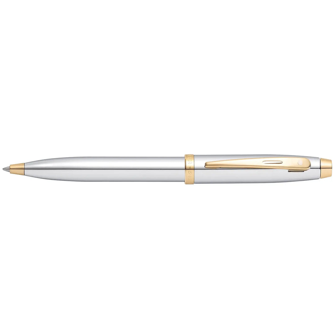 Sheaffer 100 E9340 Bright Chrome With Gold Trims Ballpoint Pen (WW30) — Sheaffer ballpoint pen — reliable smooth-writing everyday pen, at Cityluxe Singapore
