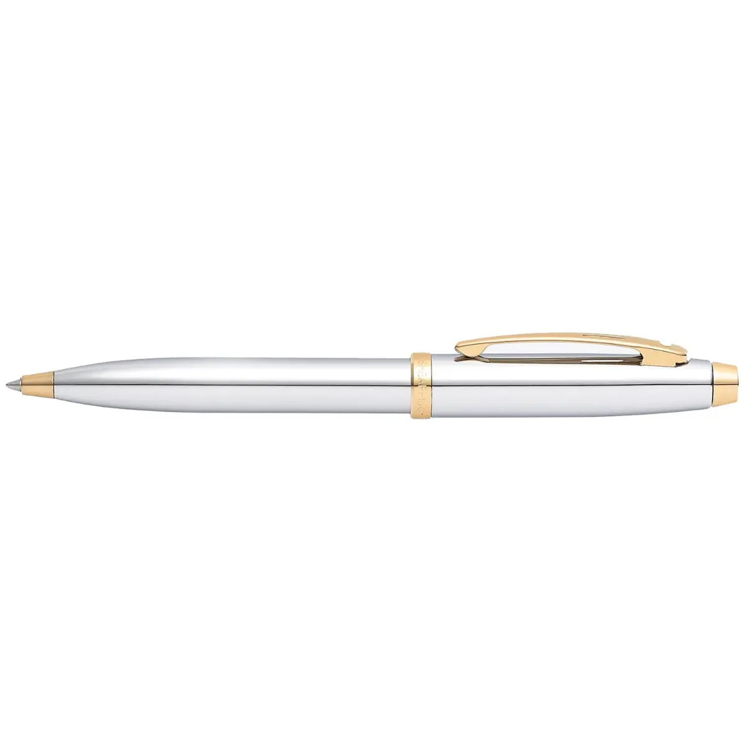 Sheaffer 100 E9340 Bright Chrome With Gold Trims Ballpoint Pen (WW30) — Sheaffer ballpoint pen — reliable smooth-writing everyday pen, at Cityluxe Singapore
