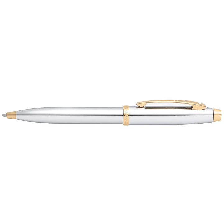 Sheaffer 100 E9340 Bright Chrome With Gold Trims Ballpoint Pen (WW30) — Sheaffer ballpoint pen — reliable smooth-writing everyday pen, at Cityluxe Singapore