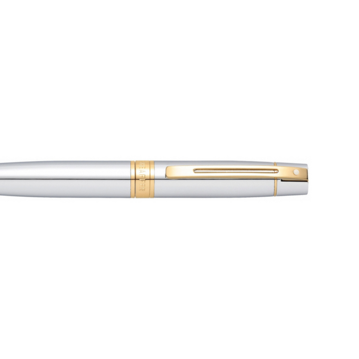 Sheaffer 300 E9342 Bright Chrome With Gold Trims Ballpoint Pen (WW30)