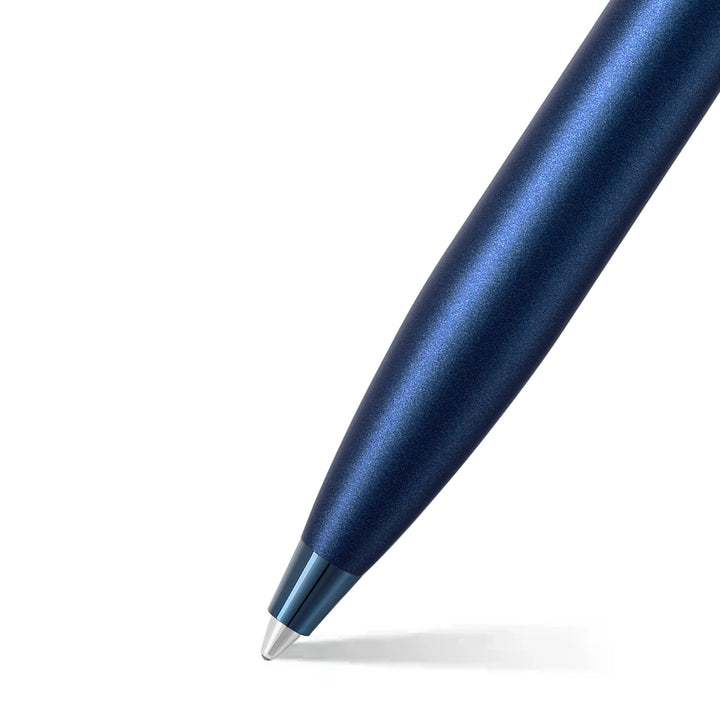Sheaffer 100 E9371 Satin Blue With PVD Blue Trims Ballpoint Pen (WW30) — Sheaffer ballpoint pen — reliable smooth-writing everyday pen, at Cityluxe Singapore