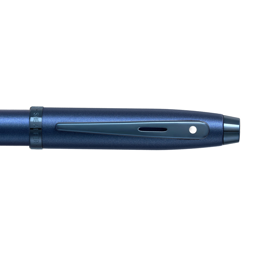 Sheaffer 100 E9371 Satin Blue With PVD Blue Trims Ballpoint Pen (WW30) — Sheaffer ballpoint pen — reliable smooth-writing everyday pen, at Cityluxe Singapore
