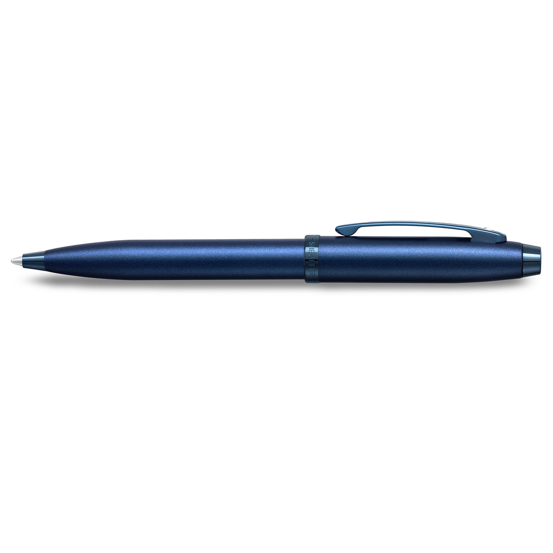 Sheaffer 100 E9371 Satin Blue With PVD Blue Trims Ballpoint Pen (WW30) — Sheaffer ballpoint pen — reliable smooth-writing everyday pen, at Cityluxe Singapore