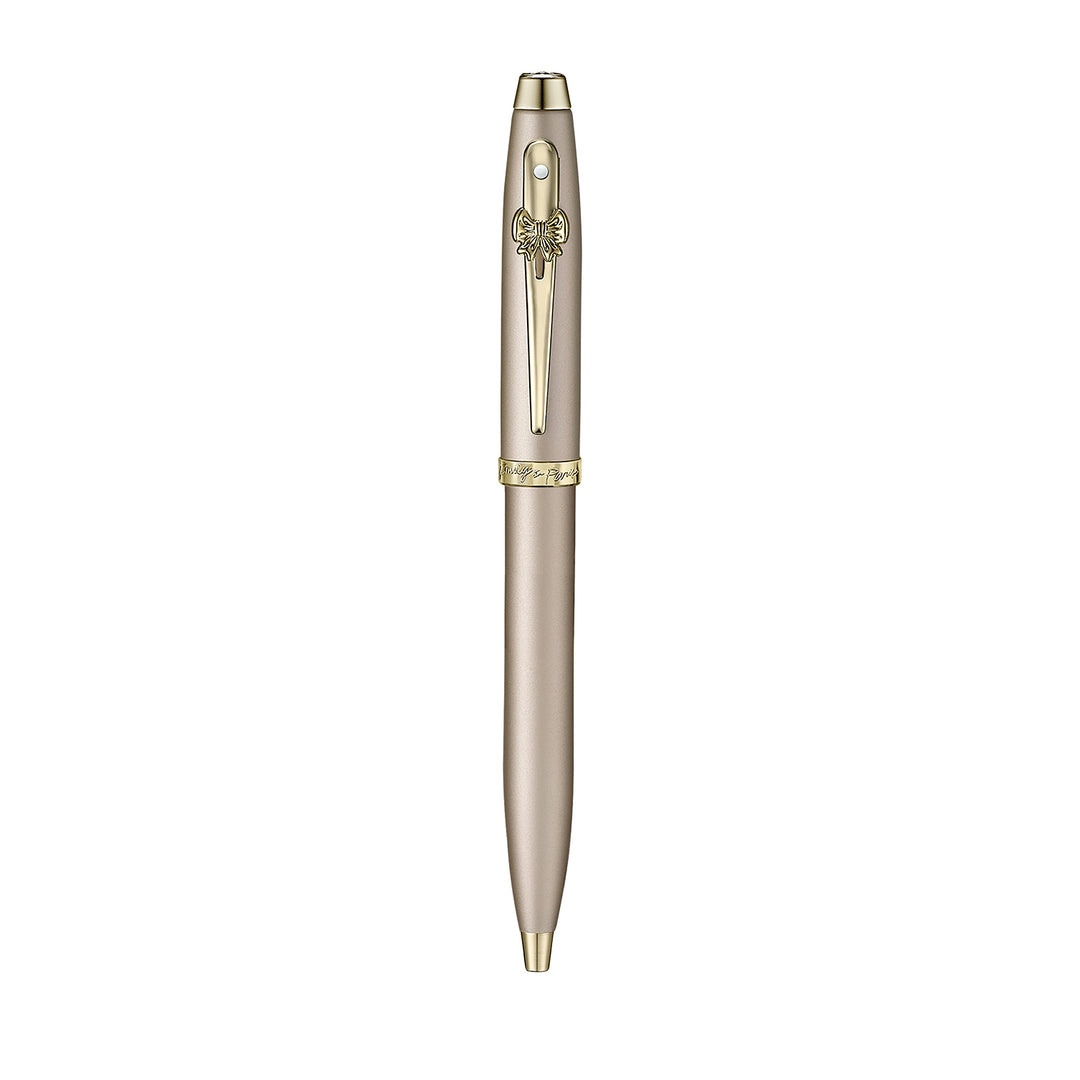Sheaffer 100 Emily in Paris 9377 Champagne Gold Ballpoint Pen with Champagne Gold Trims and Bow-Shaped Clip Emblem