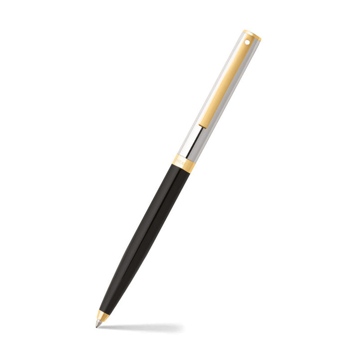 Sheaffer SAGARIS E9475 Gloss Black Barrel and Chrome Cap With Gold Tone Trim Ballpoint Pen (WW30) — Sheaffer ballpoint pen — reliable smooth-writing everyday pen, at Cityluxe Singapore