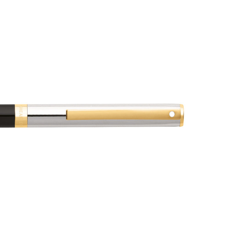 Sheaffer SAGARIS E9475 Gloss Black Barrel and Chrome Cap With Gold Tone Trim Ballpoint Pen (WW30) — Sheaffer ballpoint pen — reliable smooth-writing everyday pen, at Cityluxe Singapore
