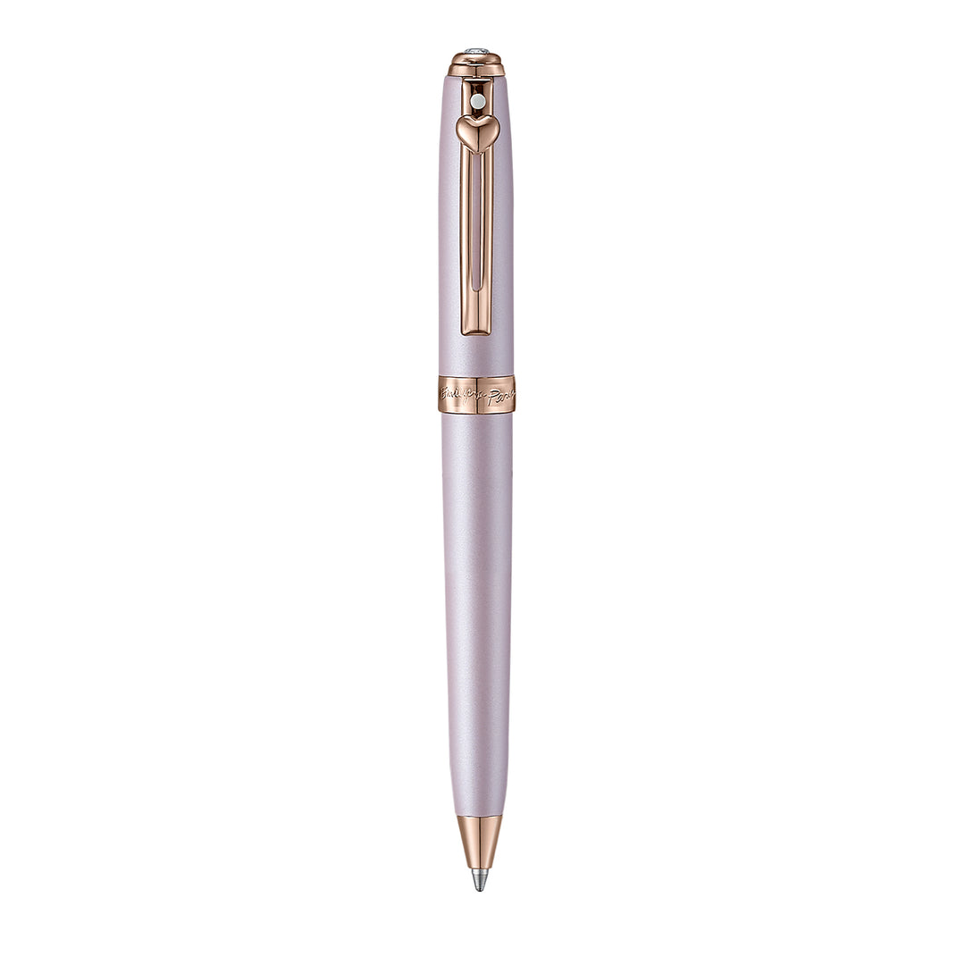 Sheaffer Emily in Paris Prelude Mini 9810 Pastel Pink Ballpoint Pen and PVD Rose Gold Trims with Heart Emblem and Swarovski Crystal