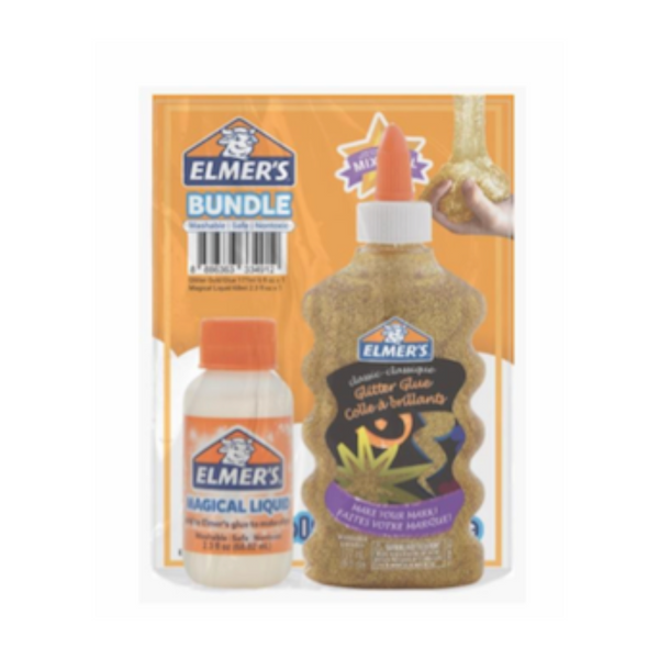 ELMER'S GLITTER GOLD + SLIME ACTIVATIOR — Elmer's slime — stress-relief tactile toy, at Cityluxe Singapore