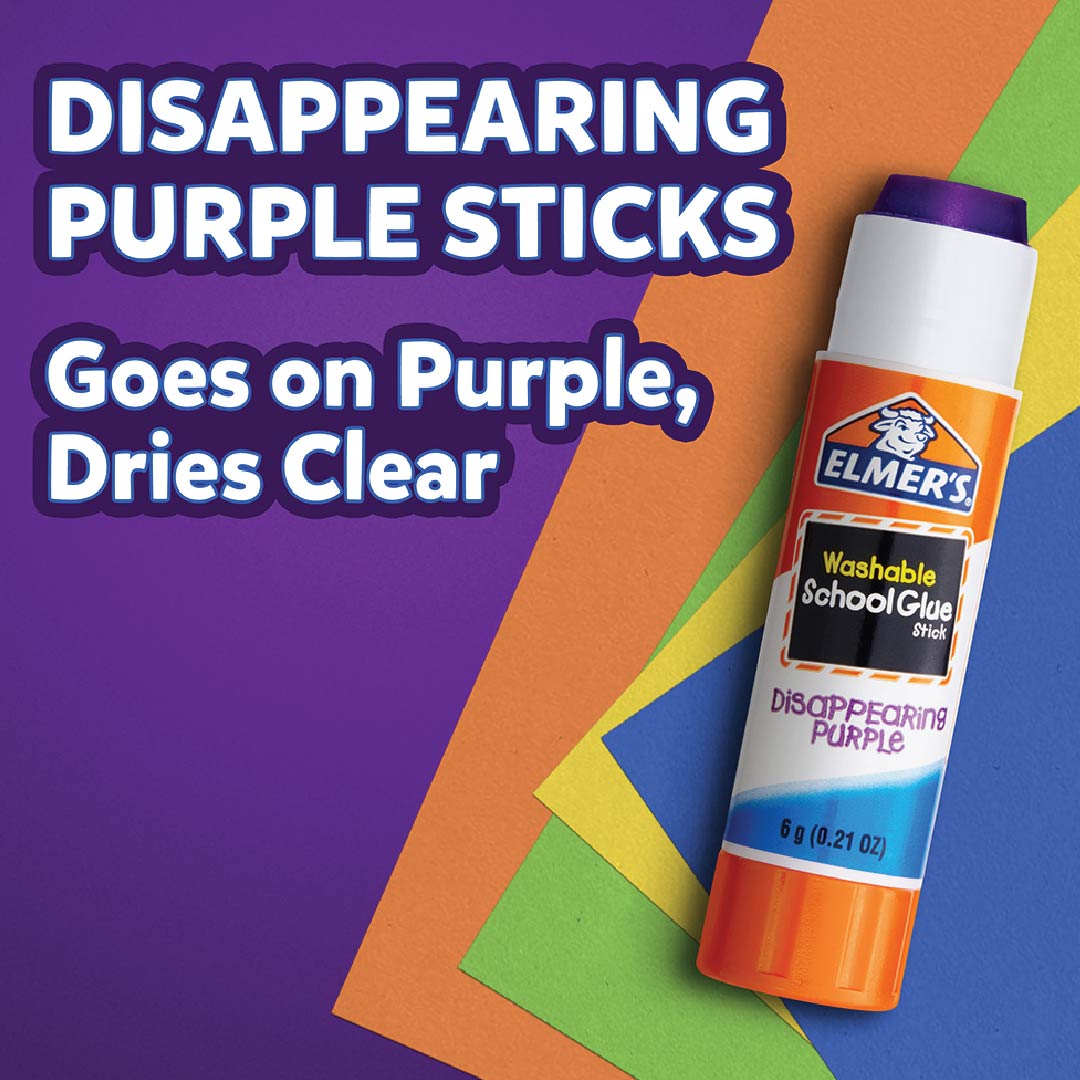 Elmer’s Purple Disappear Glue Stick DPP 6G (0.21oz) Bundle of 3