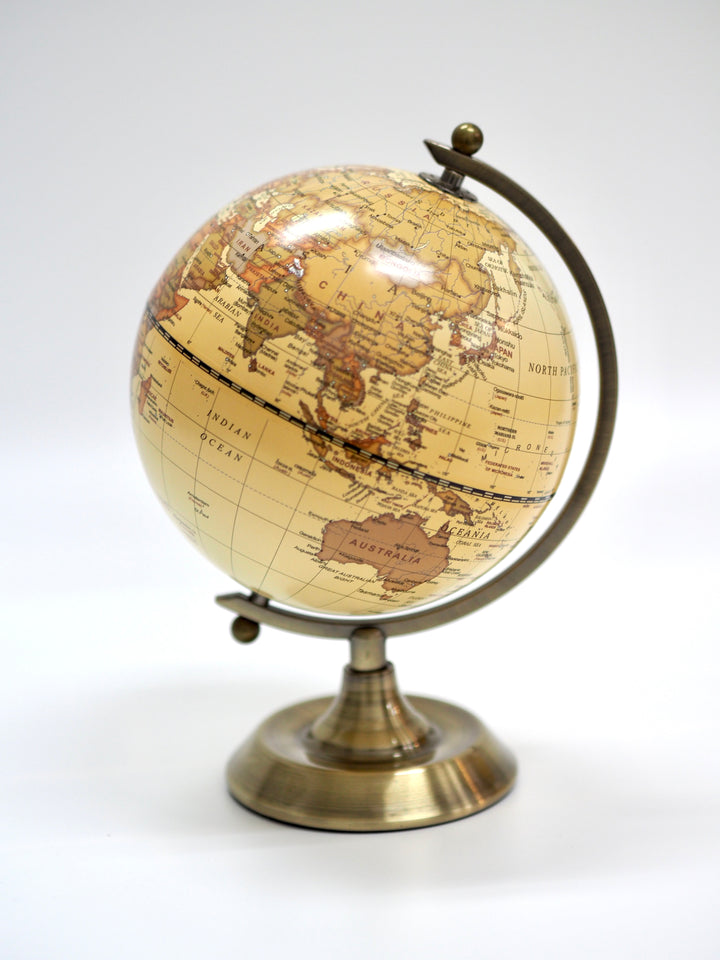 Luxo Antique Globe, Copper Metal Base - 14cm