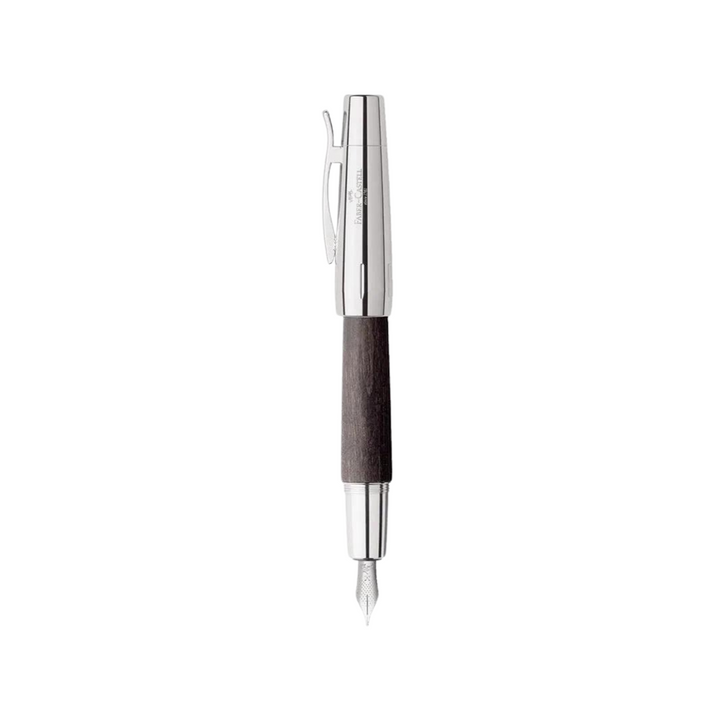 Faber-Castell E-Motion Fountain Pen in Pearwood Black Chrome Metal — Faber-Castell fountain pen — precision nib writing instrument, at Cityluxe Singapore stationery store