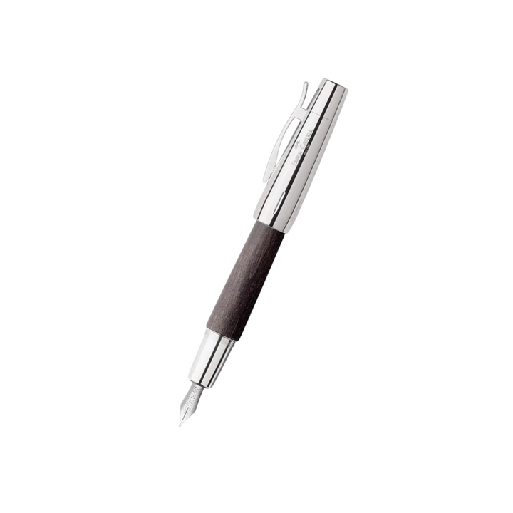 Faber-Castell E-Motion Fountain Pen in Pearwood Black Chrome Metal — Faber-Castell fountain pen — precision nib writing instrument, at Cityluxe Singapore stationery store