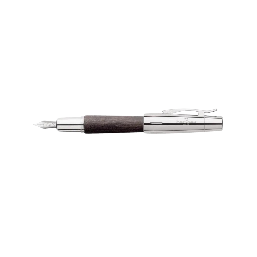 Faber-Castell E-Motion Fountain Pen in Pearwood Black Chrome Metal — Faber-Castell fountain pen — precision nib writing instrument, at Cityluxe Singapore stationery store