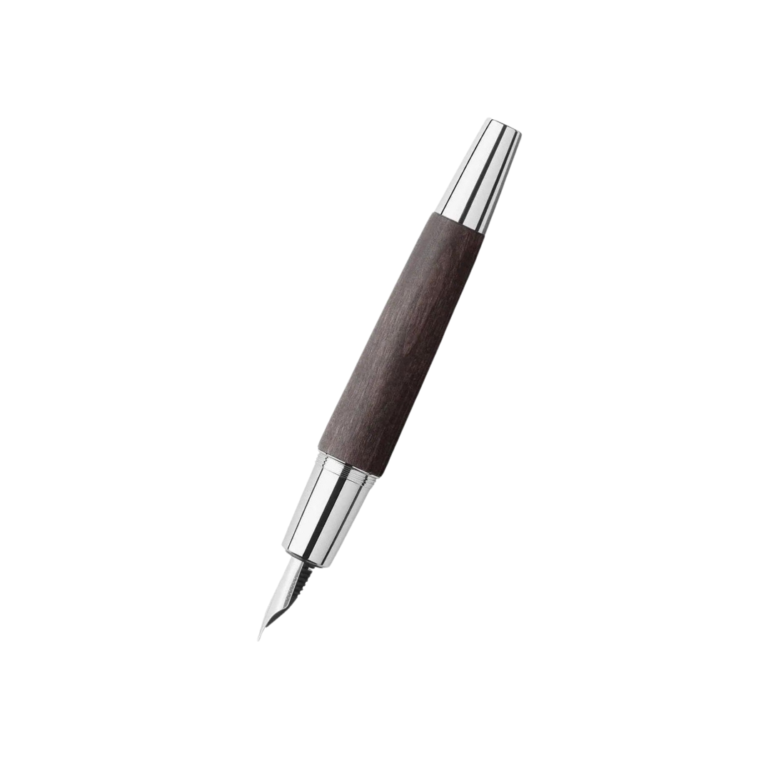 Faber-Castell E-Motion Fountain Pen in Pearwood Black Chrome Metal — Faber-Castell fountain pen — precision nib writing instrument, at Cityluxe Singapore stationery store