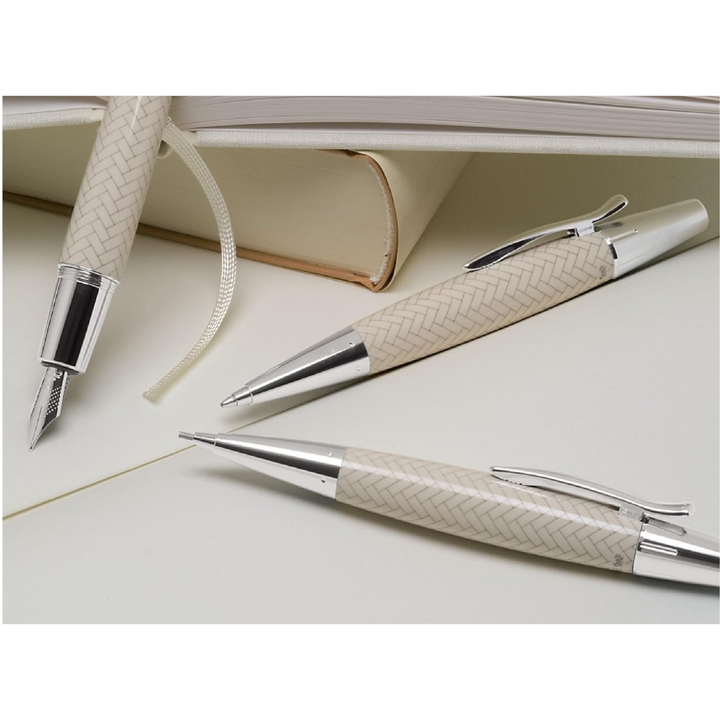 Faber-Castell E-Motion Resin Fountain Pen in Parquet Ivory — Faber-Castell fountain pen — precision nib writing instrument, at Cityluxe Singapore stationery store