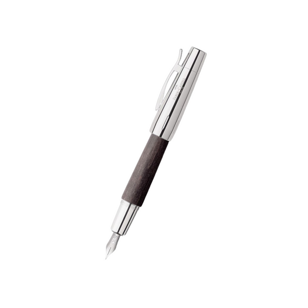 Faber-Castell E-Motion Fountain Pen Pearwood Black Chrome Metal — Faber-Castell fountain pen — precision nib writing instrument, at Cityluxe Singapore stationery store