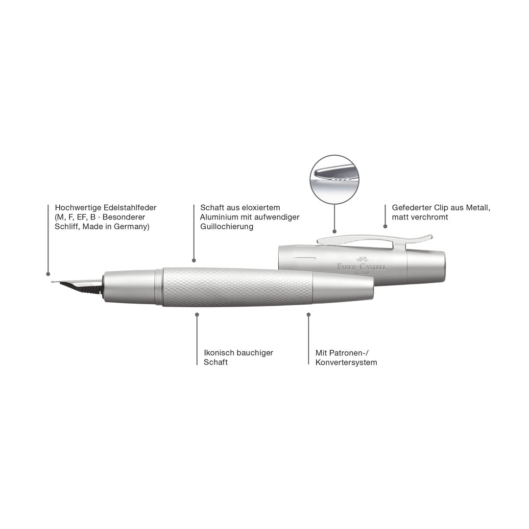 Faber-Castell Emotion Fountain Pen Pure Silver Anodized Aluminum