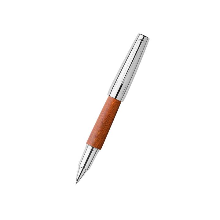 Faber-Castell E-Motion Rollerball Pen Pearwood Brown Chrome Metal
