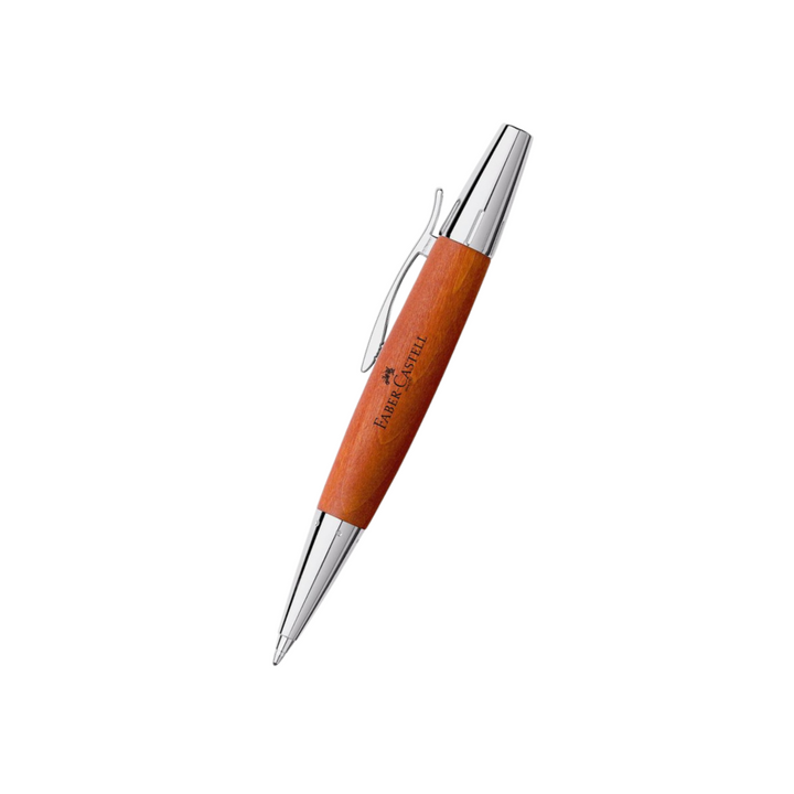 Faber-Castell E-Motion Twist Ballpoint Pen Pearwood Brown Chrome Metal