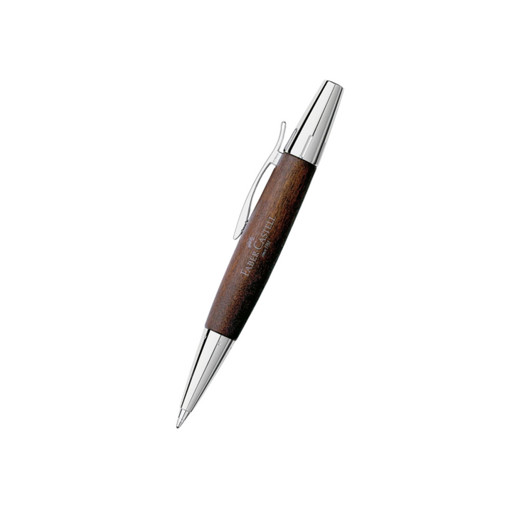 Faber-Castell E-Motion Twist Ballpoint Pen Pearwood Dark Brown Chrome Metal — Faber-Castell ballpoint pen — reliable smooth-writing everyday pen, at Cityluxe Singapore