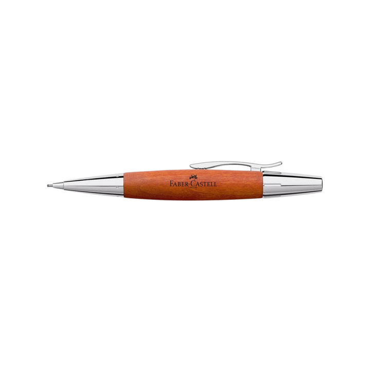 Faber-Castell E-Motion Twist Pencil Pearwood Brown Chrome Metal