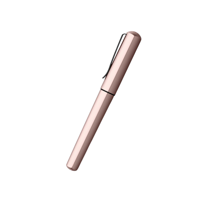 Faber-Castell Hexo Fountain Pen - Rose — uncapped with cap posted