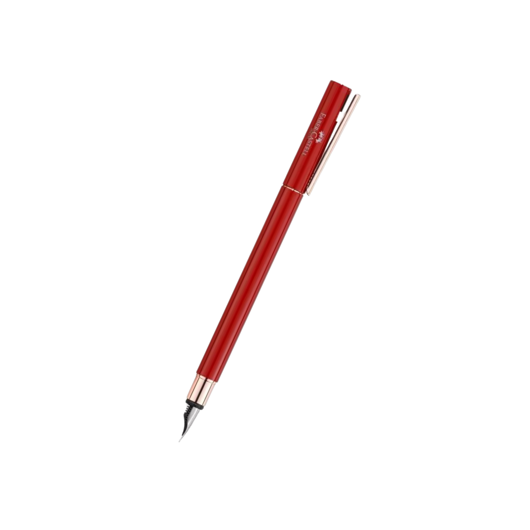 Faber-Castell Neo Slim Fountain Pen - Oriental Red with Rose Gold