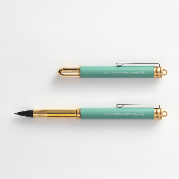 将图片加载到图库查看器，TRAVELER’S COMPANY BRASS Rollerball Pen Limited Edition - Factory Green

