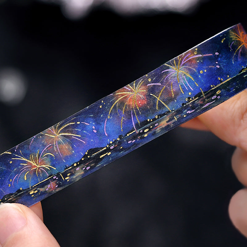 BGM Foil Stamping Masking Tape: Sky Encyclopedia in Fireworks — BGM masking tape — decorative paper tape for journaling and scrapbooking, at Cityluxe Singapore