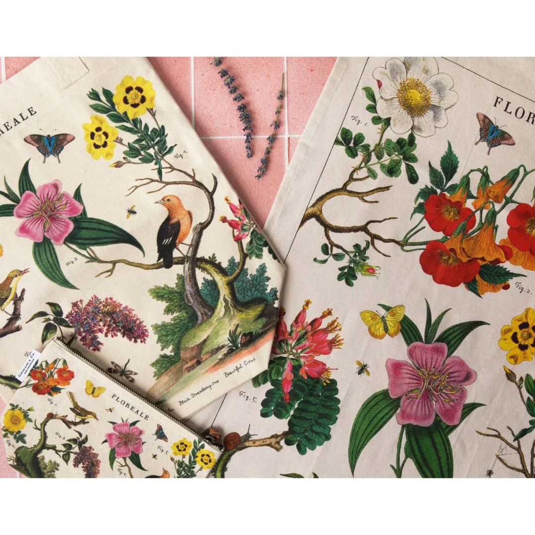 Cavallini Tote Bag in Floreale — Cavallini carrying pouch — stationery storage and organisation, at Cityluxe Singapore