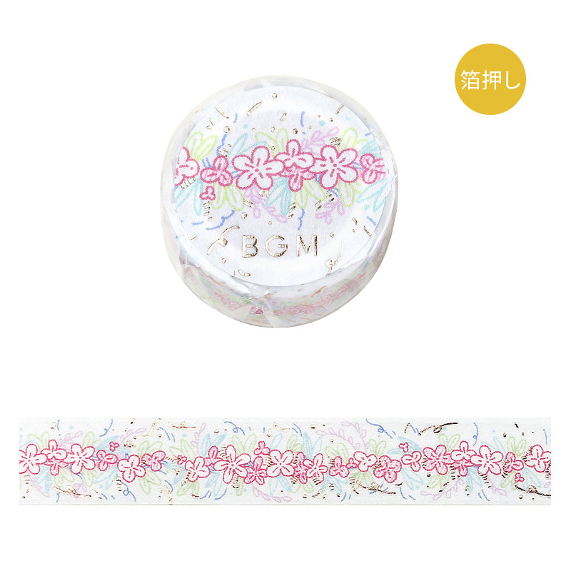 BGM Foil Stamping Masking Tape: Life in Flower Line — BGM masking tape — decorative paper tape for journaling and scrapbooking, at Cityluxe Singapore