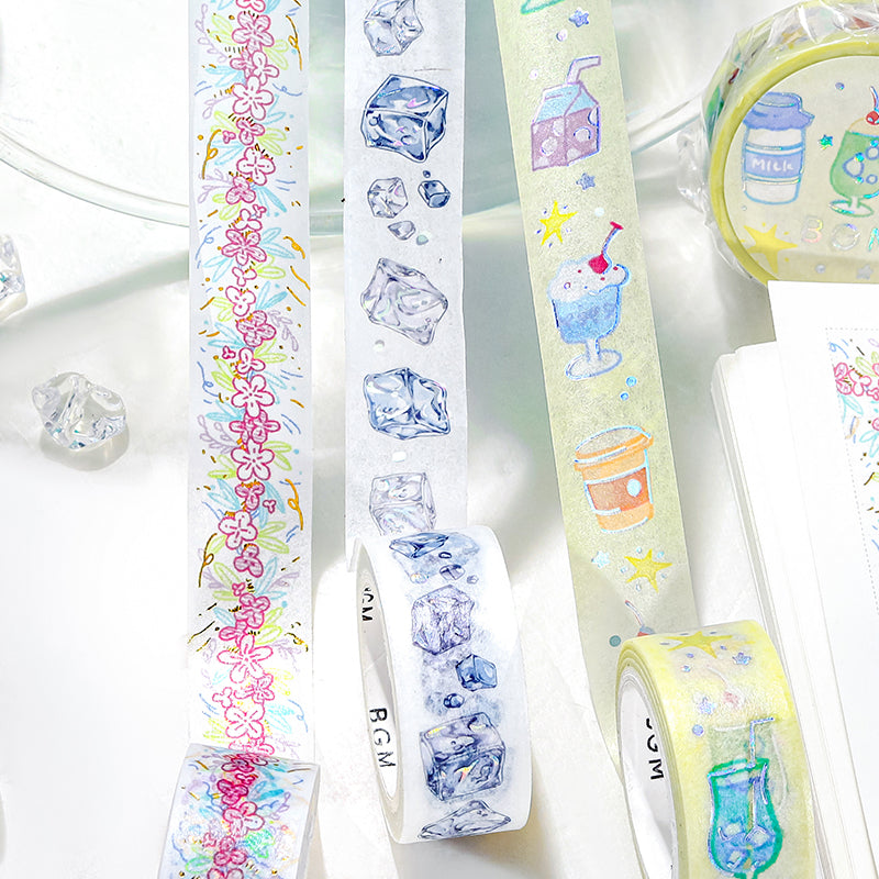 BGM Foil Stamping Masking Tape: Life in Flower Line — BGM masking tape — decorative paper tape for journaling and scrapbooking, at Cityluxe Singapore