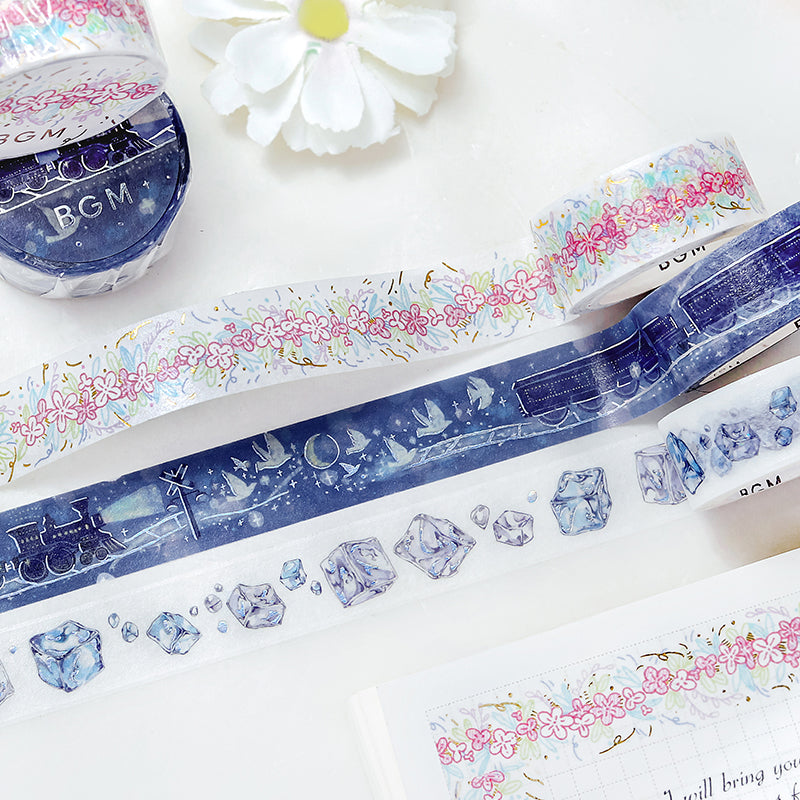BGM Foil Stamping Masking Tape: Life in Flower Line — BGM masking tape — decorative paper tape for journaling and scrapbooking, at Cityluxe Singapore