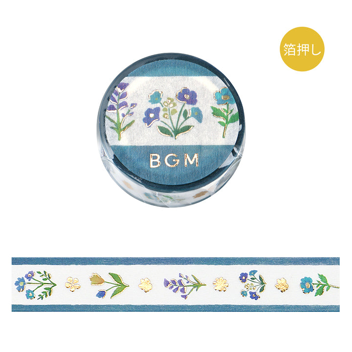 BGM Foil Stamping Masking Tape in Flower Ribbon — BGM washi tape — decorative Japanese paper tape for journaling and craft, at Cityluxe Singapore