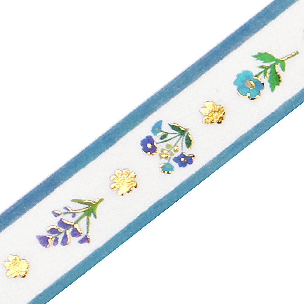 BGM Foil Stamping Masking Tape in Flower Ribbon — BGM washi tape — decorative Japanese paper tape for journaling and craft, at Cityluxe Singapore