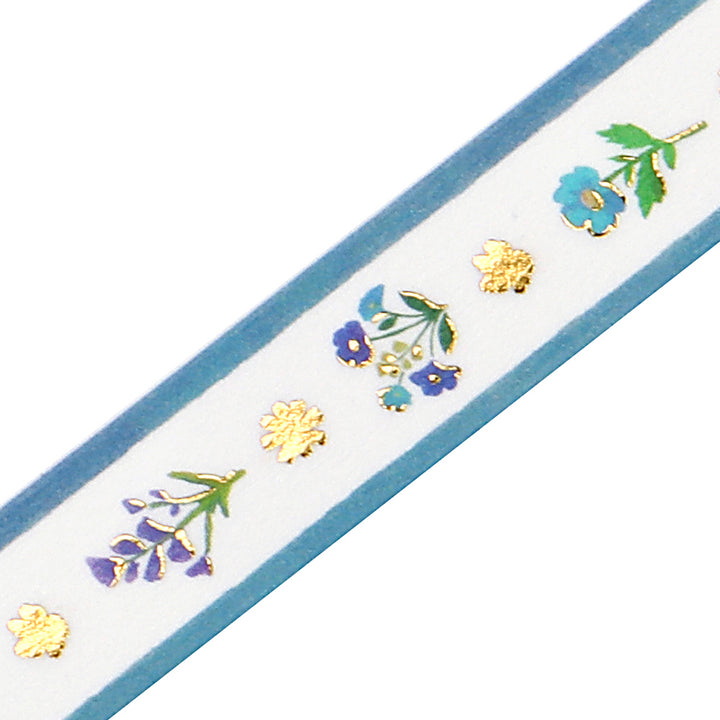 BGM Foil Stamping Masking Tape in Flower Ribbon — BGM washi tape — decorative Japanese paper tape for journaling and craft, at Cityluxe Singapore