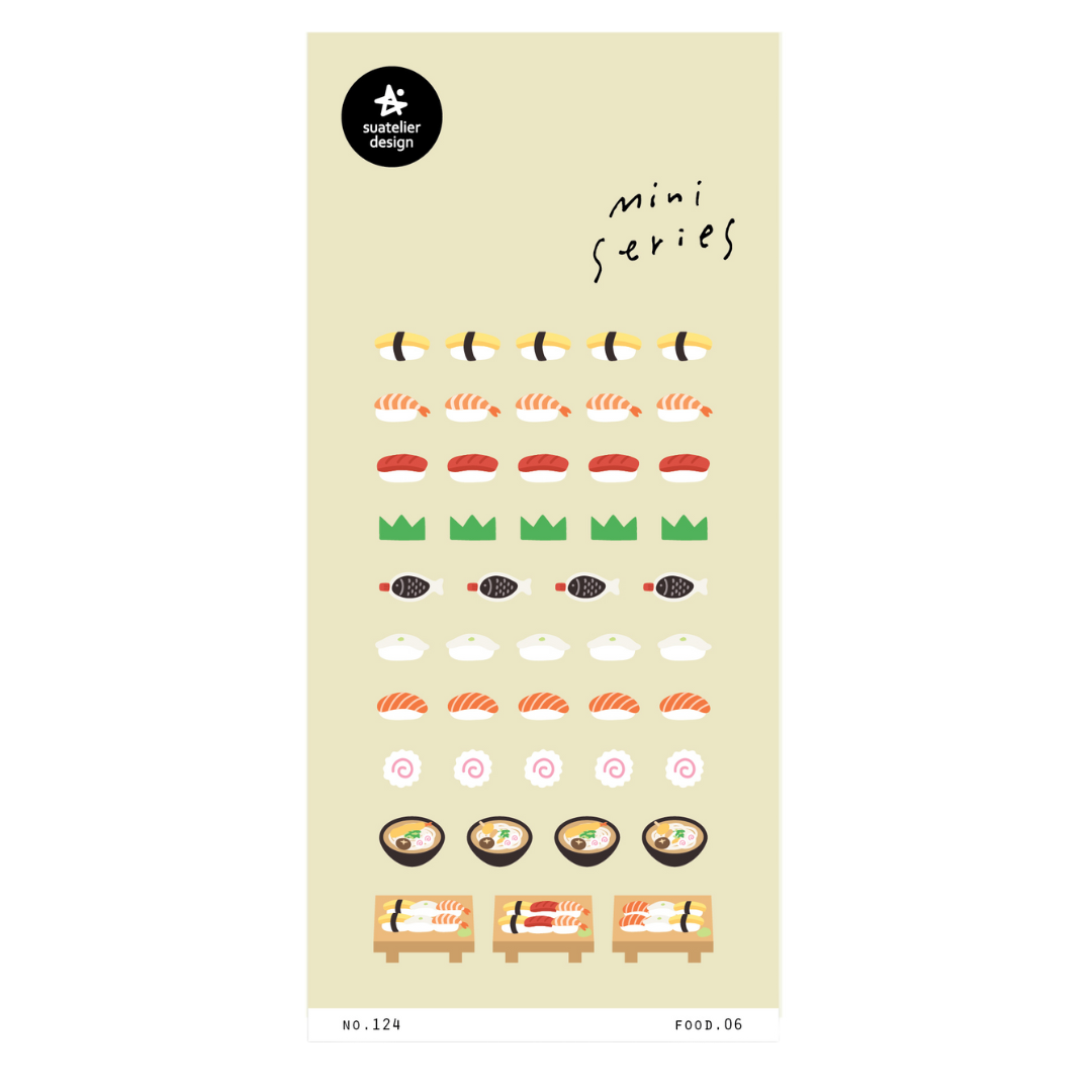Suatelier Mini Series Sticker in Food.06 Sushi — Suatelier decorative sticker — for journaling, planners and scrapbooking, at Cityluxe Singapore
