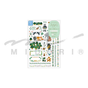 Midori Yuru Log Sticker (2 Sheets) - Forest Animal