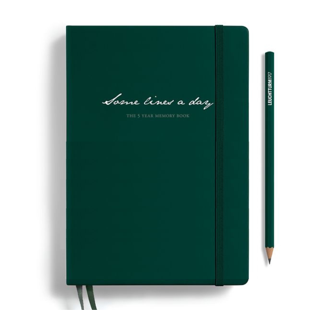 Leuchtturm1917 Some Lines A Day A5 Medium Hardcover Notebook in Forest Green — Leuchtturm1917 notebook — quality writing journal with premium paper, at Cityluxe Singapore stationery store