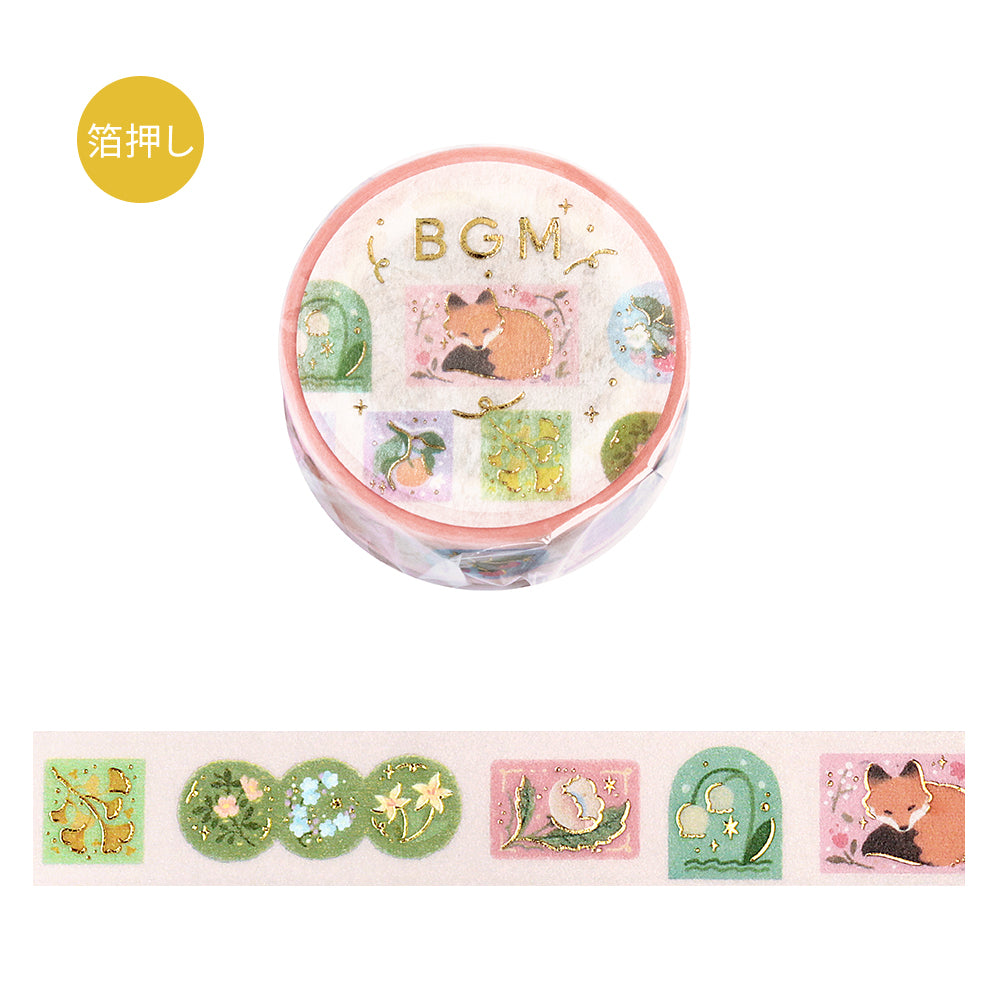 BGM Foil Stamping Masking Tape in Forest of Sunlight Through the Trees — BGM washi tape — decorative Japanese paper tape for journaling and craft, at Cityluxe Singapore