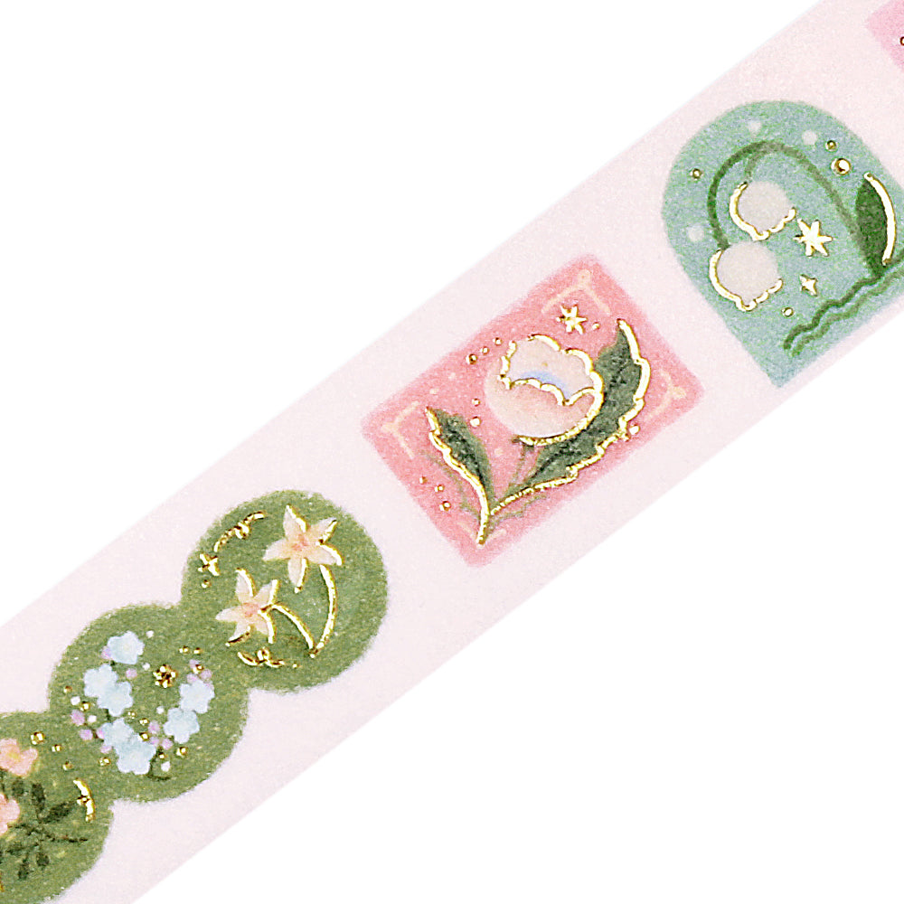 BGM Foil Stamping Masking Tape in Forest of Sunlight Through the Trees — BGM washi tape — decorative Japanese paper tape for journaling and craft, at Cityluxe Singapore