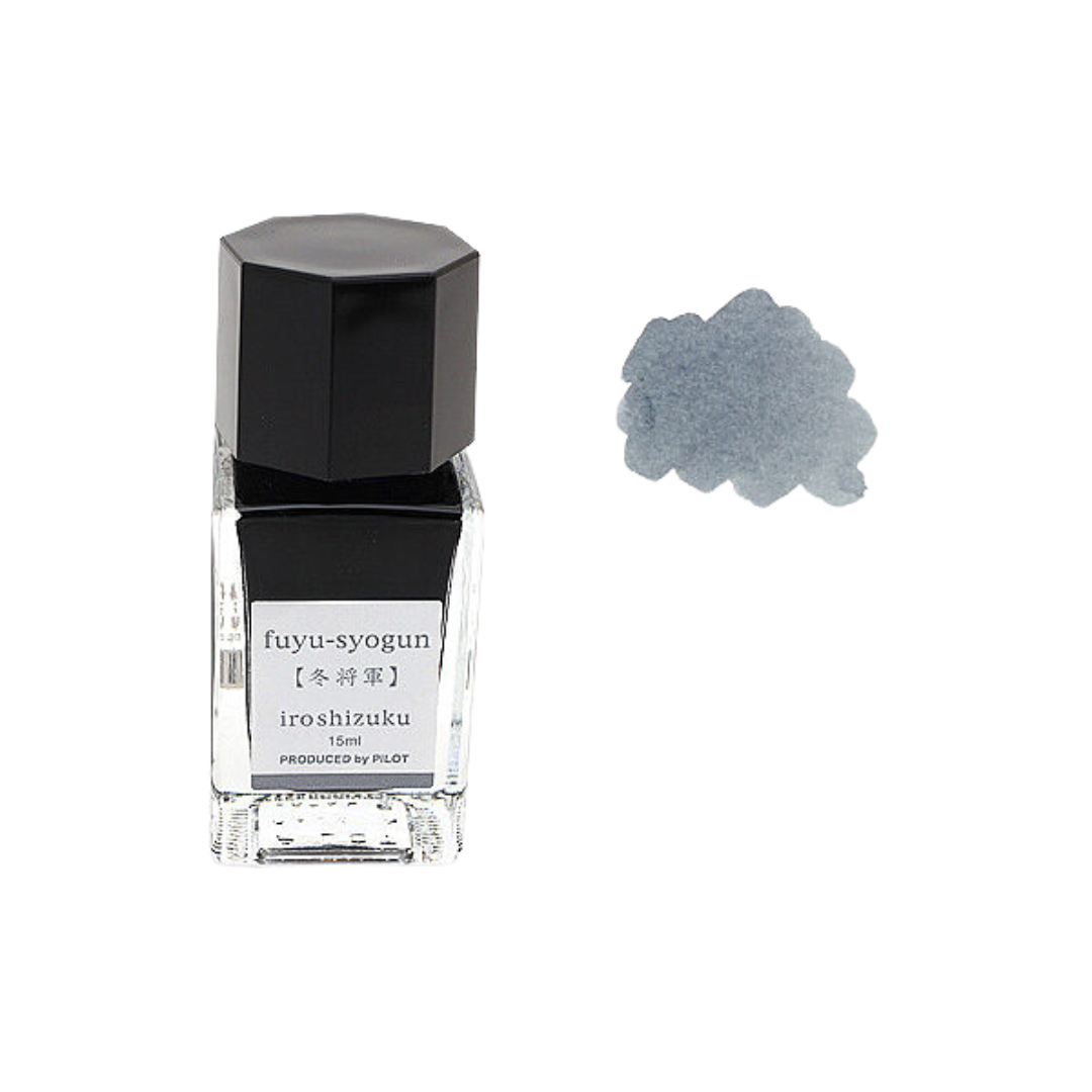 Pilot Iroshizuku 15ml Ink Bottle in Fuyu-syogun (Light Cool Gray) — PILOT fountain pen ink — premium bottled ink for writing, at Cityluxe Singapore