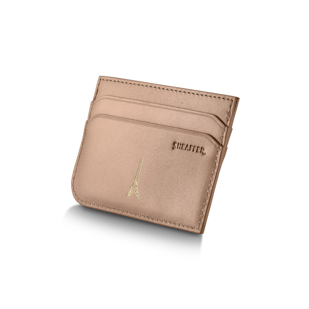 Sheaffer Gift Set ft. 100 Emily in Paris 9377 Champagne Gold Ballpoint Pen with Champagne Gold Trims and Full-Grain Credit Card Holder