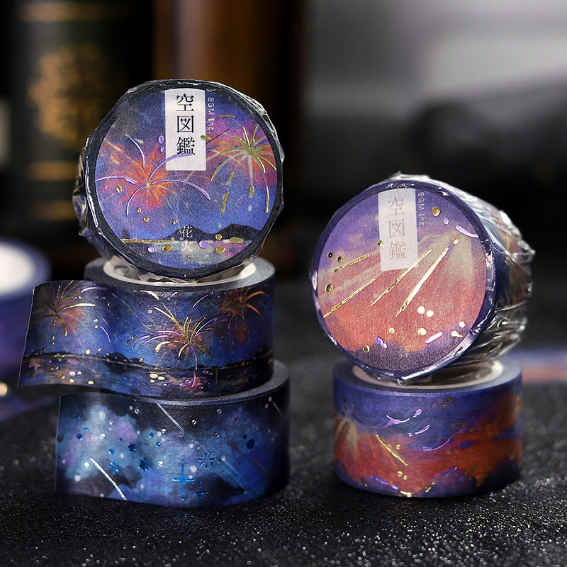 BGM Foil Stamping Masking Tape: Sky Encyclopedia in Galaxy — BGM masking tape — decorative paper tape for journaling and scrapbooking, at Cityluxe Singapore