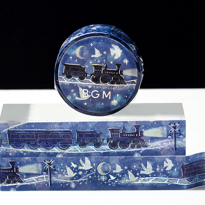 BGM Foil Stamping Masking Tape: Life in Galaxy Train — BGM masking tape — decorative paper tape for journaling and scrapbooking, at Cityluxe Singapore