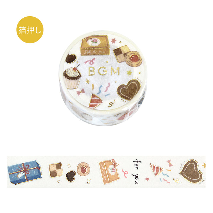 BGM Foil Stamping Masking Tape in Gift For You — BGM washi tape — decorative Japanese paper tape for journaling and craft, at Cityluxe Singapore