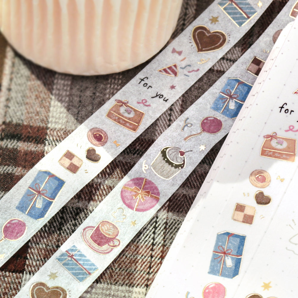 BGM Foil Stamping Masking Tape in Gift For You — BGM washi tape — decorative Japanese paper tape for journaling and craft, at Cityluxe Singapore